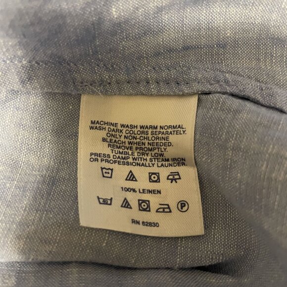 Lands End Womens Sleeveless Linen Blouse Size 14 Light Blue - Picture 6 of 6